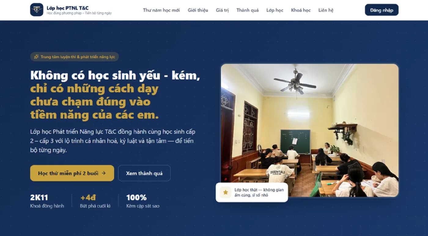 Website quản lý ca học, học sinh, giáo viên