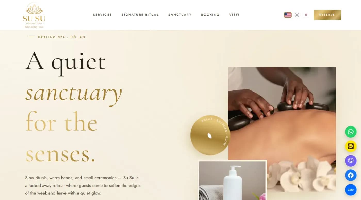 Website Spa & Massage trị liệu SuSu Healing Hội An