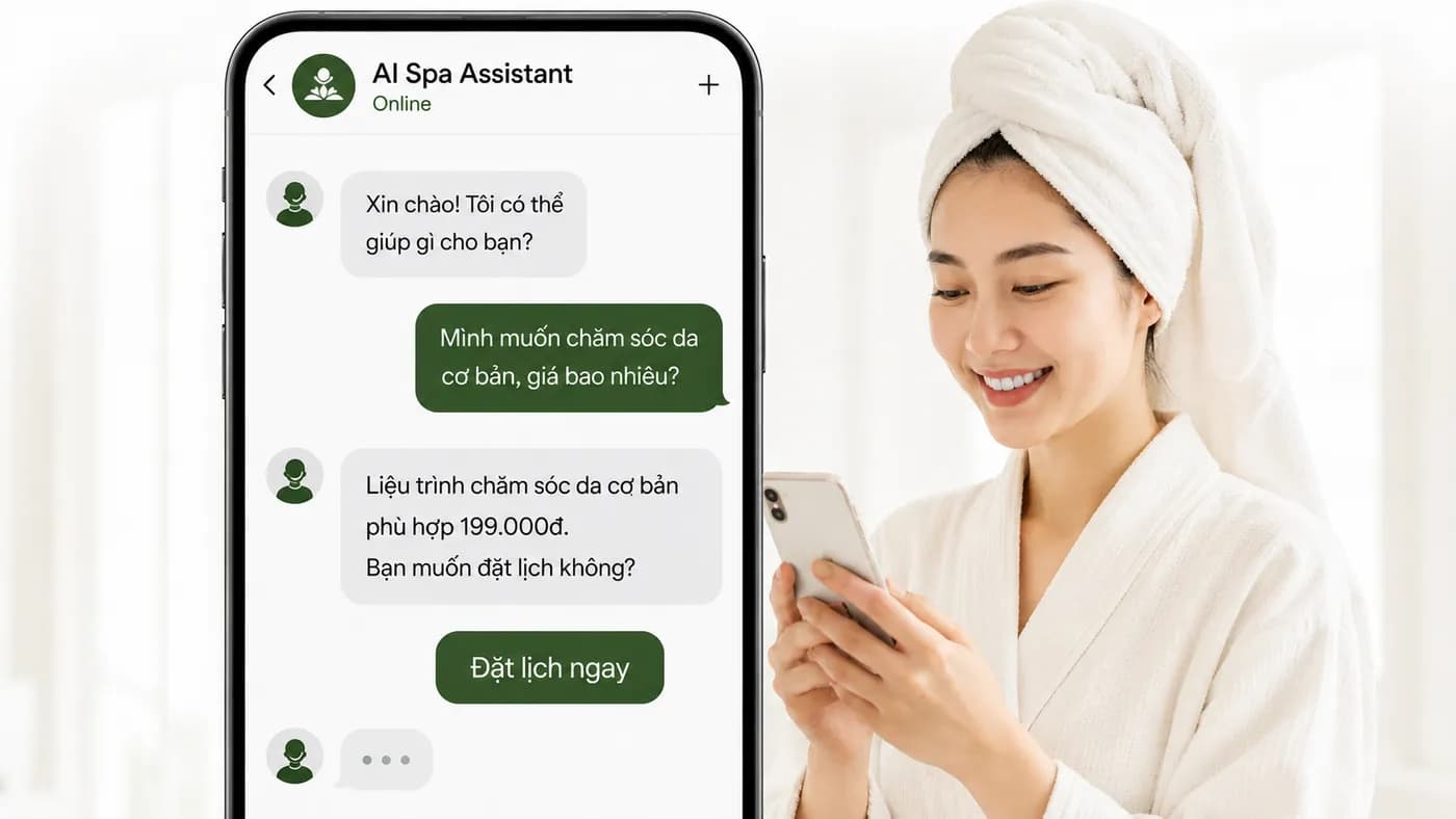 AI Spa Assistant trả lời khách và chốt lịch trên điện thoại — chatbot AI cho spa
