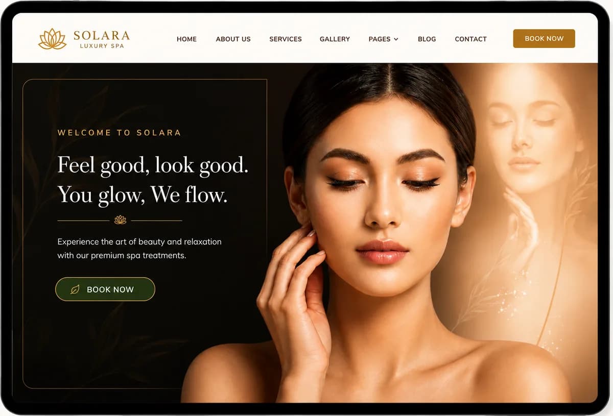 Demo website nail hair salon SOLARA — thanh lịch, thời thượng