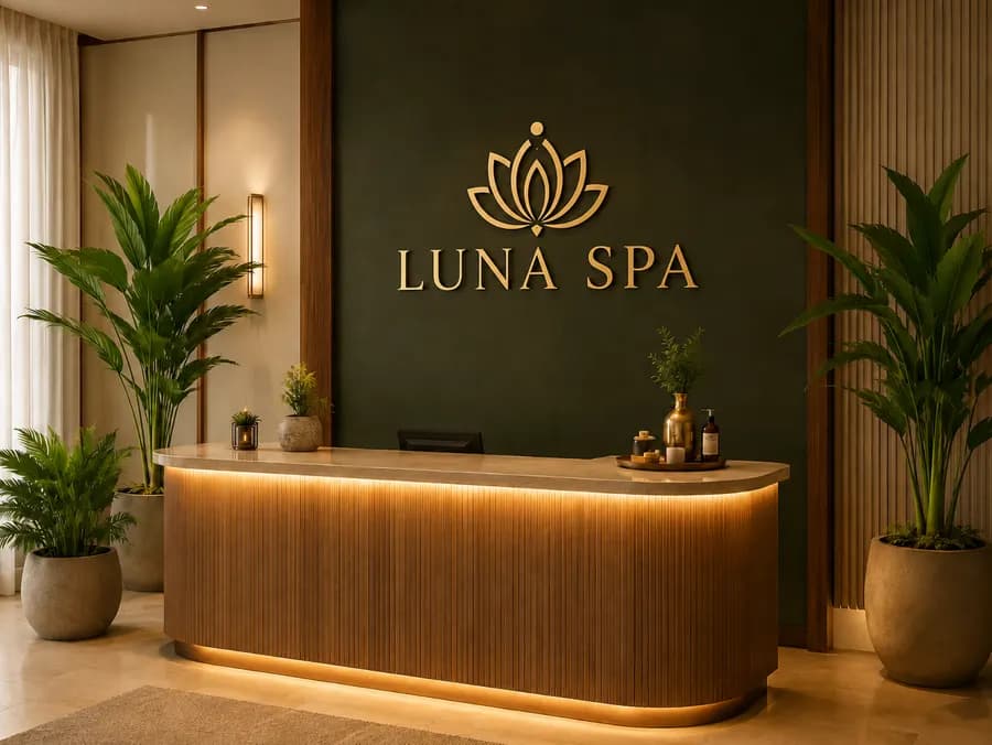 Quầy lễ tân LUNA SPA sang trọng — thiết kế website spa