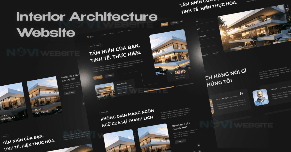 Website landing page nội thất & kiến trúc tối giản