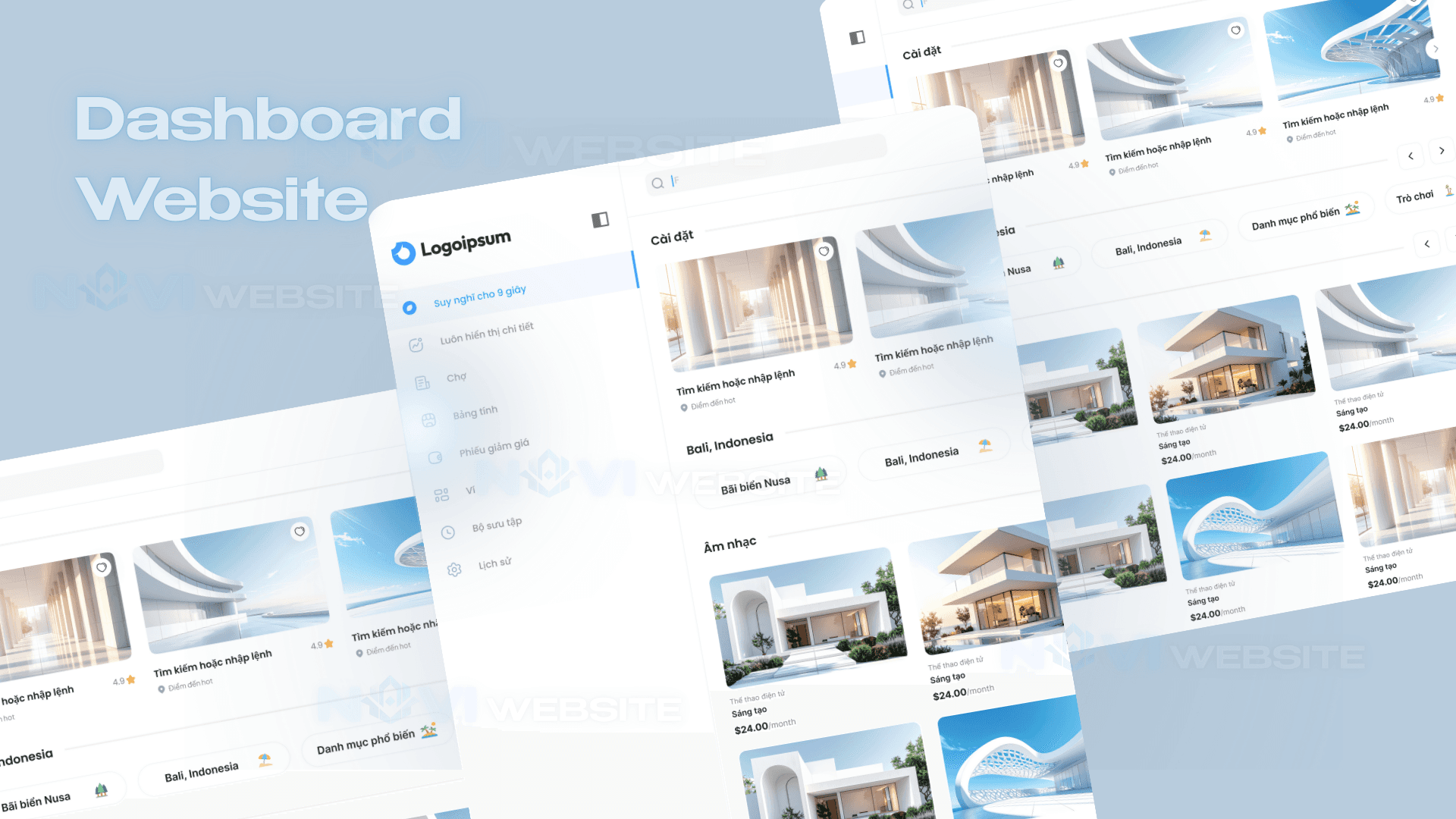 Website dashboard đặt tour