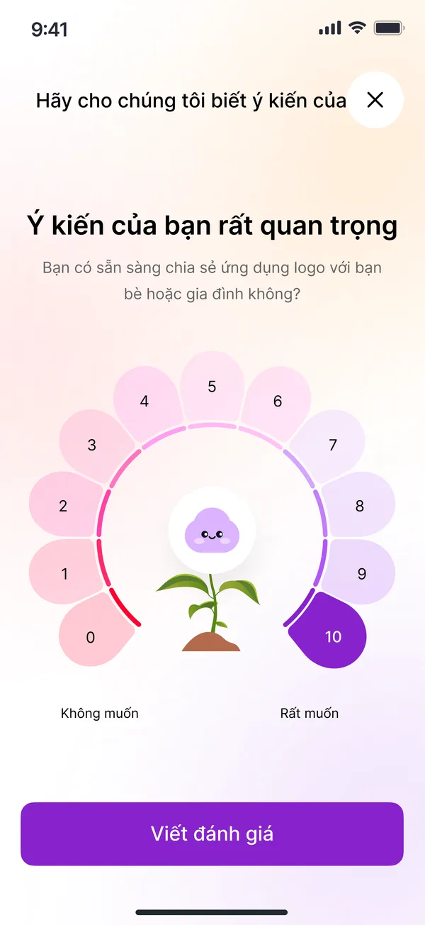 Màn hình app App review UI